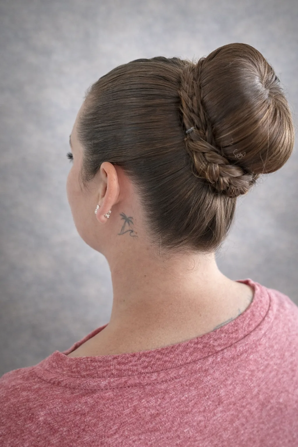 Sleek braided bun updo